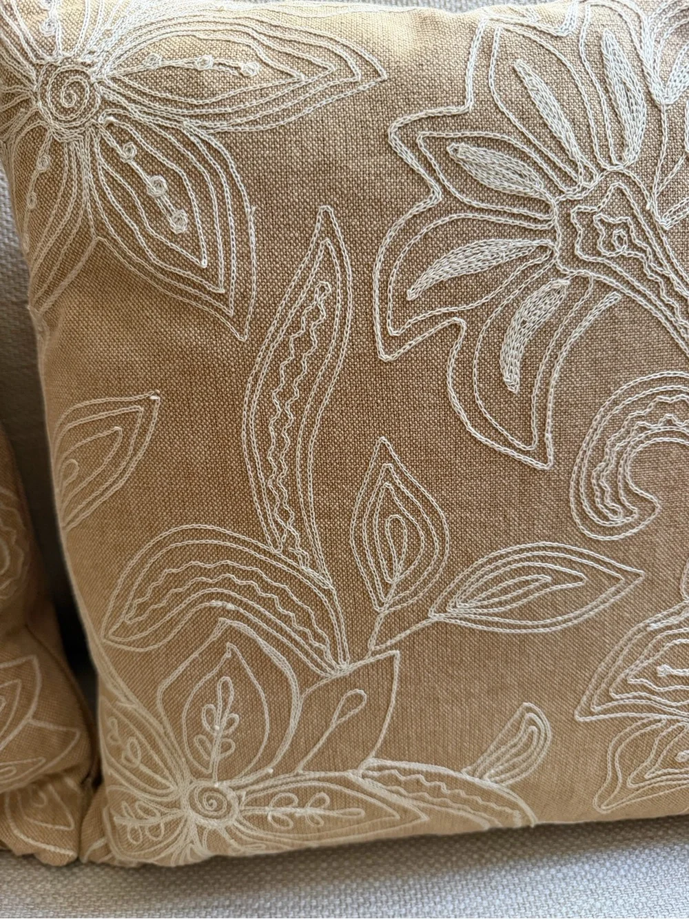 Pair Crate & Barrel Cotton Seychelles Throw Pillows Feather Insert